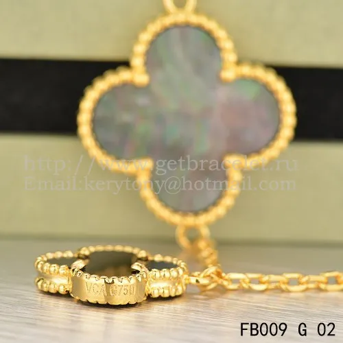 Van Cleef & Arpels Magic Alhambra Bracelet 5 Motifs Yellow Gold With White Gray Mother Of Pearl Black Agate