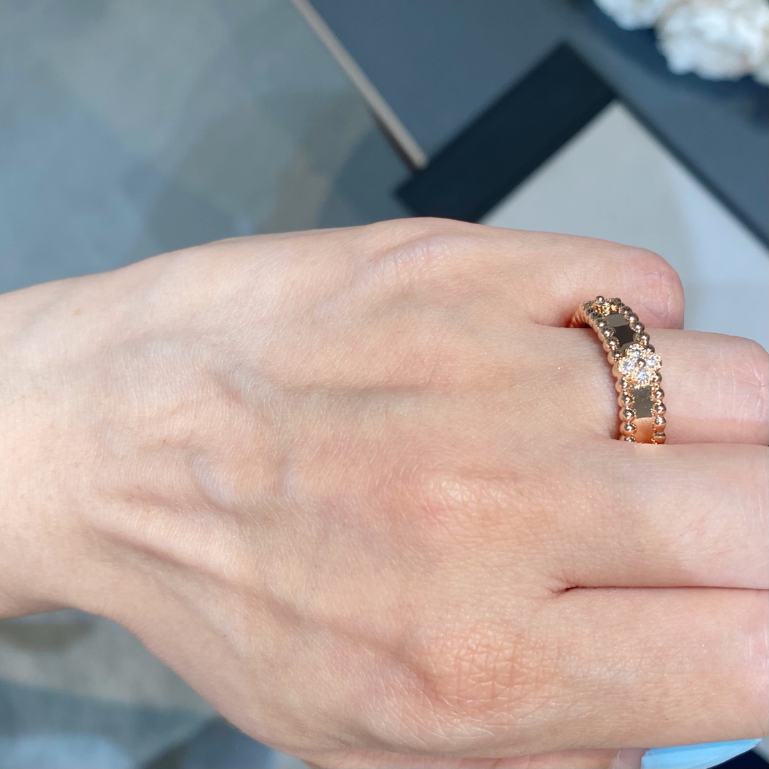 Van Cleef Perlée Ring Replica, Rose Gold & White Gold