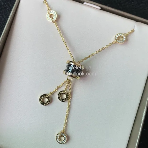 B.zero1 Tassels Necklace Black Ceramic with Diamonds 3 Colors Luxury