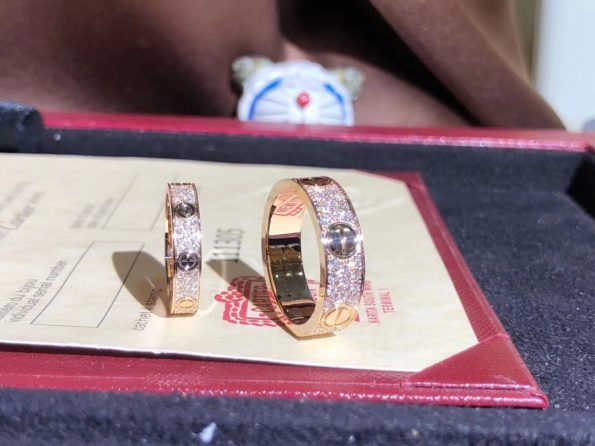 Cartier LOVE RING Dupe, Full Diamonds, Rose Gold, Two widths available