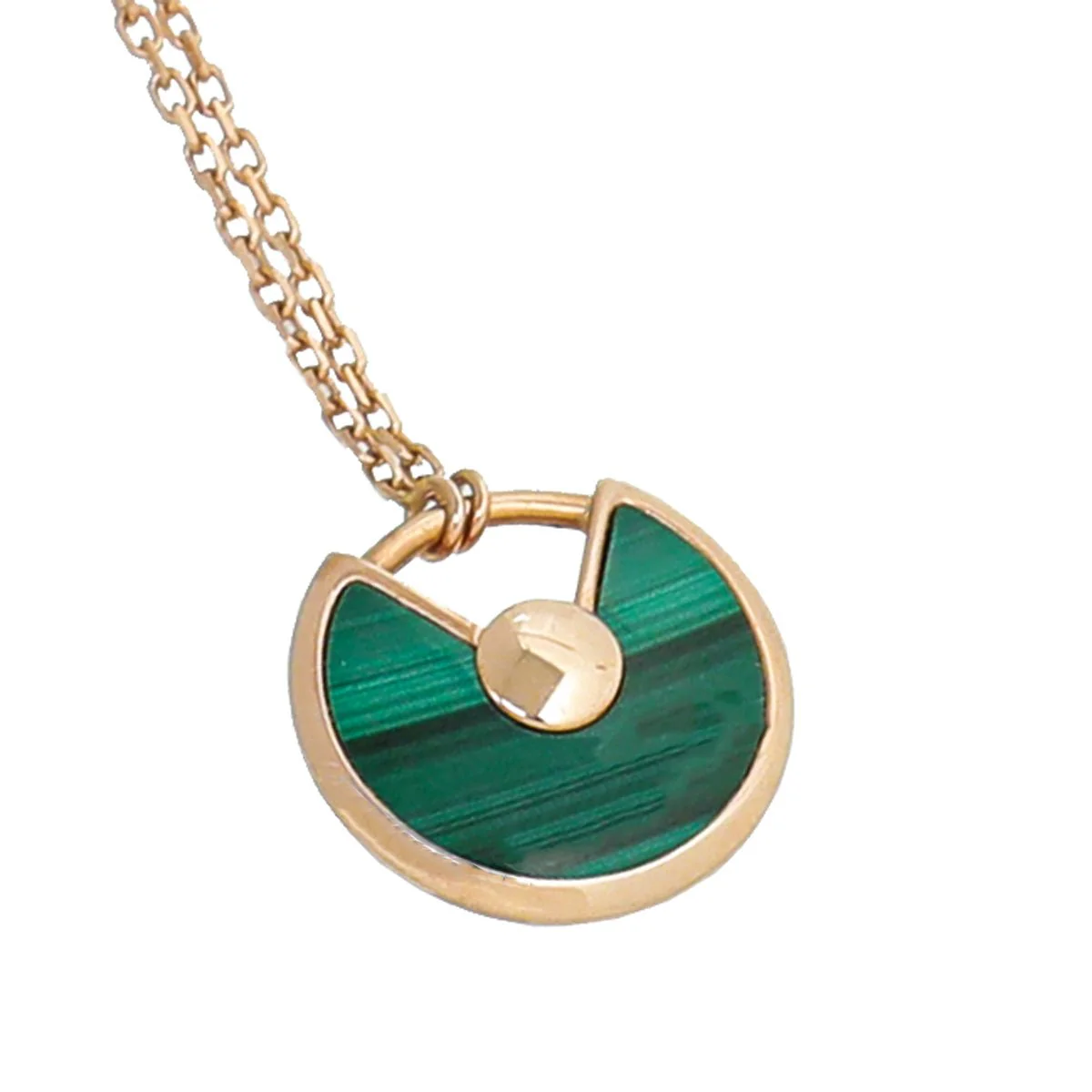 Cartier 18K Pink Gold Malachite Diamond Amulette De Cartier XS Necklace