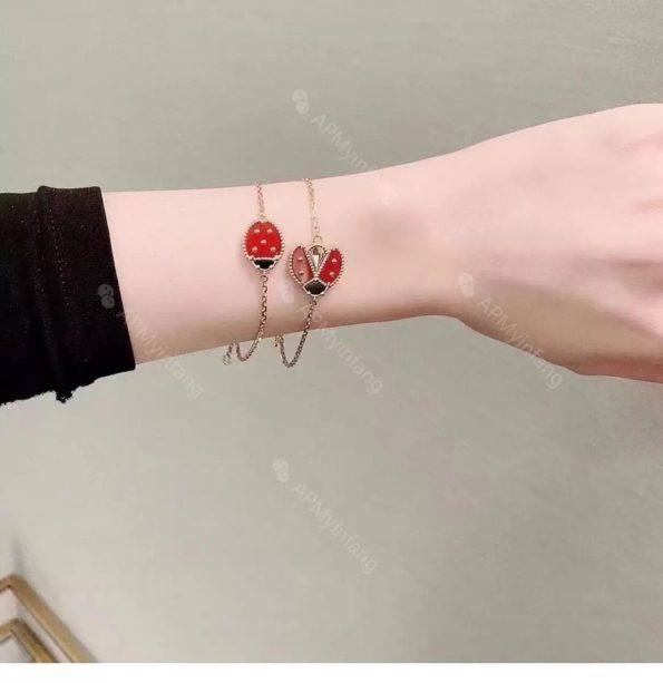 Ladybug Bracelet, Two Style, Perfect Van Cleef Dupe, Rose Gold
