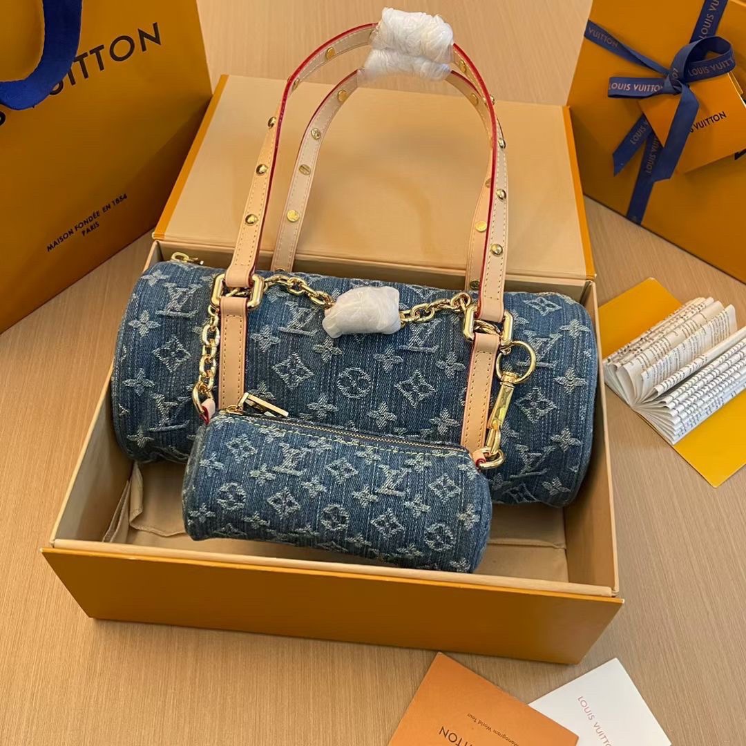 Louis Vuitton LV Denim PAPILLON Handbag Shoulder Bag (Replica)