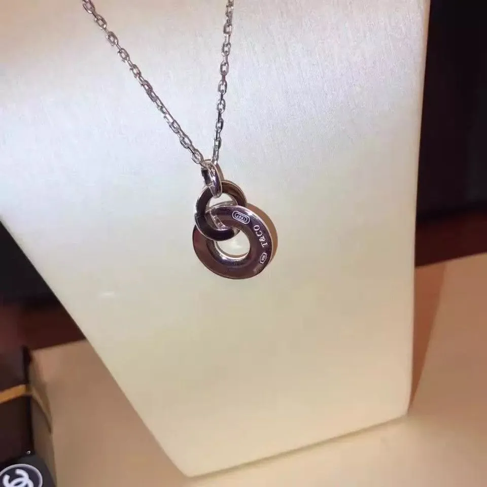 Tiffany 1837 Copy Double Interlocking Drop Pendant Necklace Latest Design Women 37359572