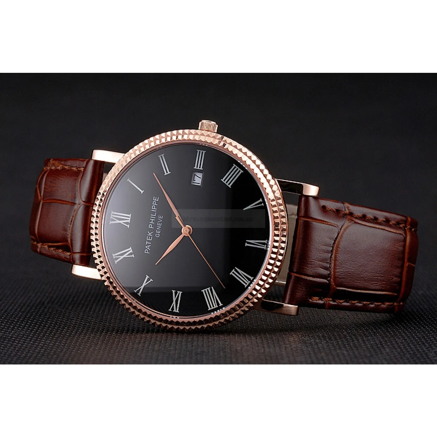 Calatrava Black Dial Roman 40 mm, Rose Gold Plated