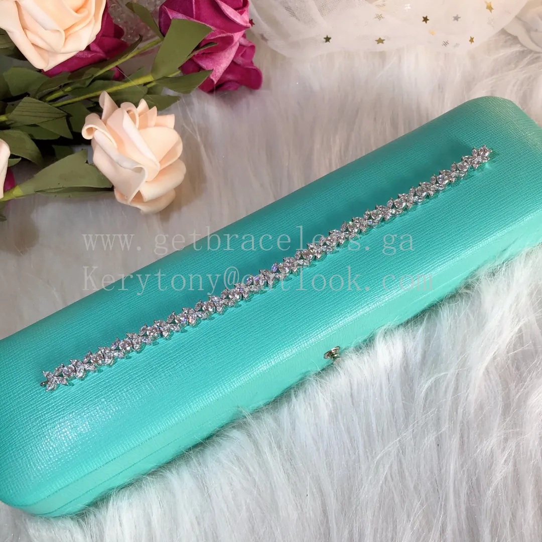 Tiffany Narrow Alternating Bracelet White Gold With Diamonds