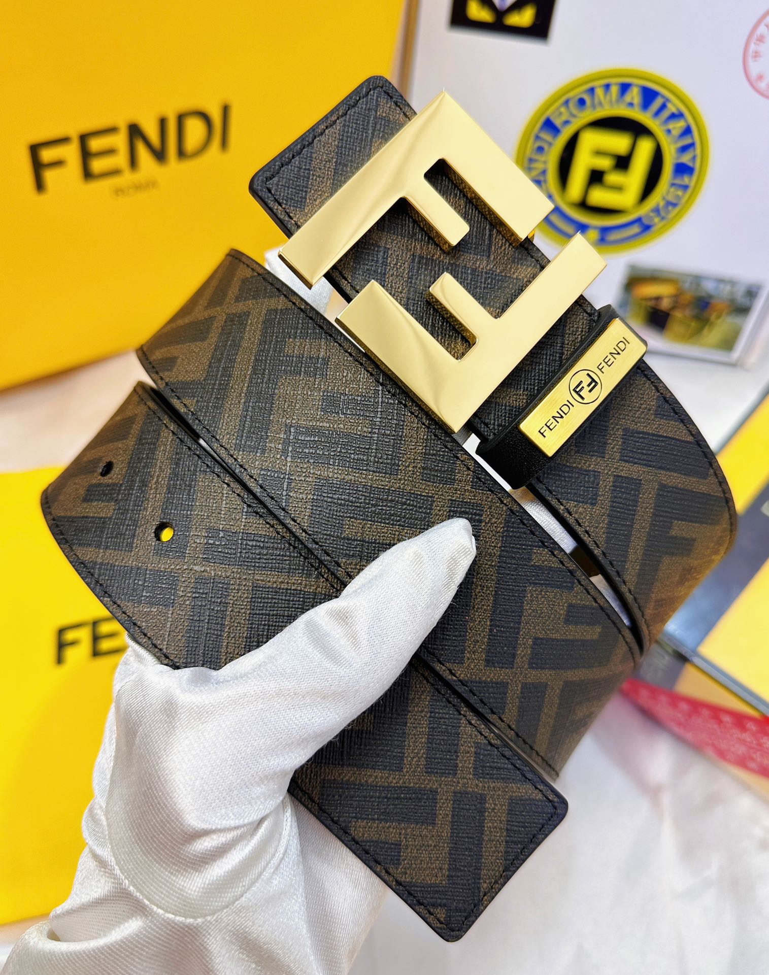 Fendi Leather Belts 1:1 Mirror Version