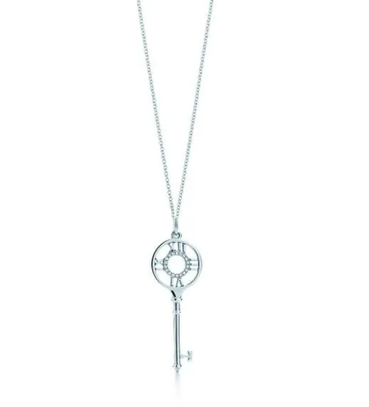 Tiffany Atlas Keys Silver/Pink Gold Pendant Necklace Studded Wholesale GRP09003/GRP08994