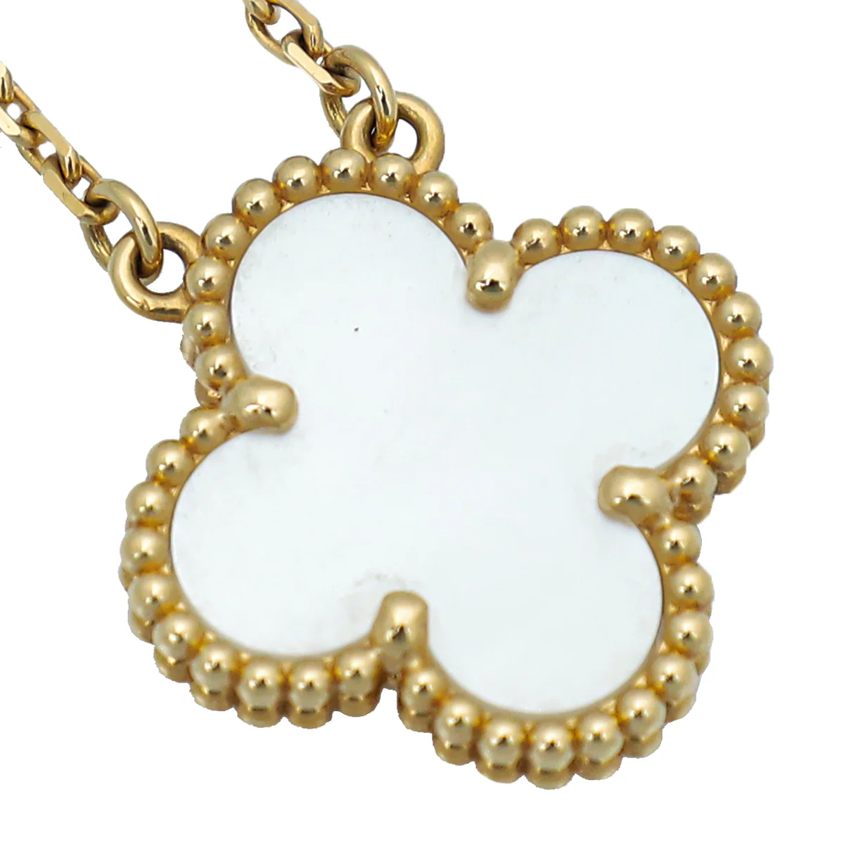Van Cleef & Arpels 18K Yellow Gold MOP Vintage Alhambra Necklace