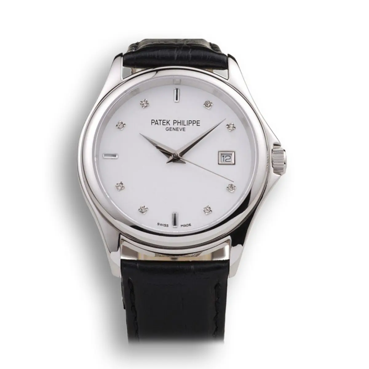 Geneve Calatrava Crystal Dial White 38 mm, Stainless Steel