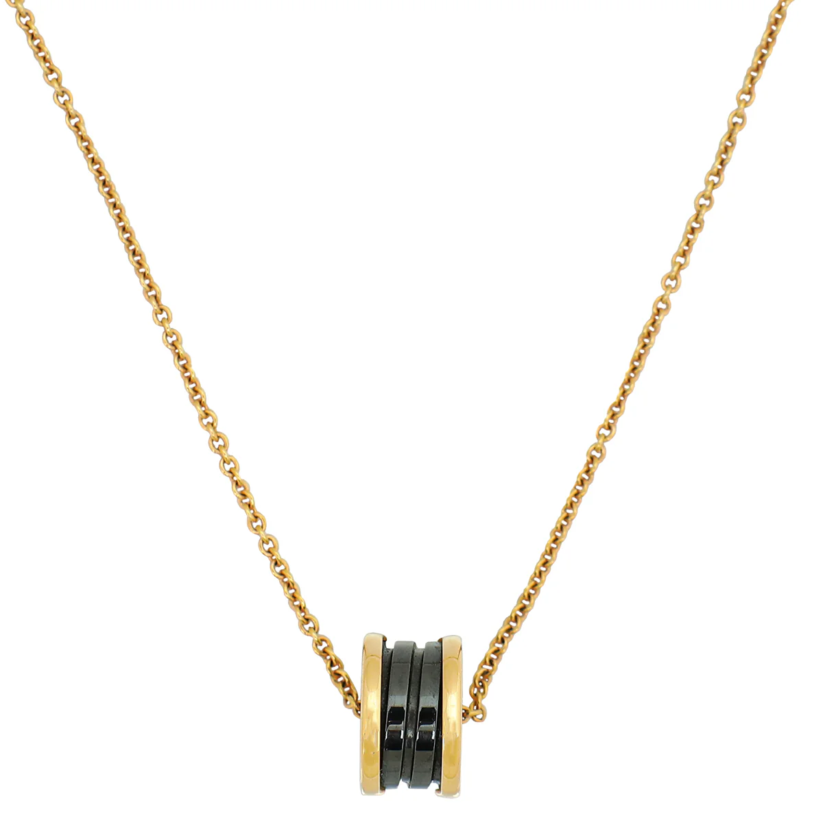 Bvlgari 18K Rose Gold Black Ceramic B.Zero1 Pendant Necklace