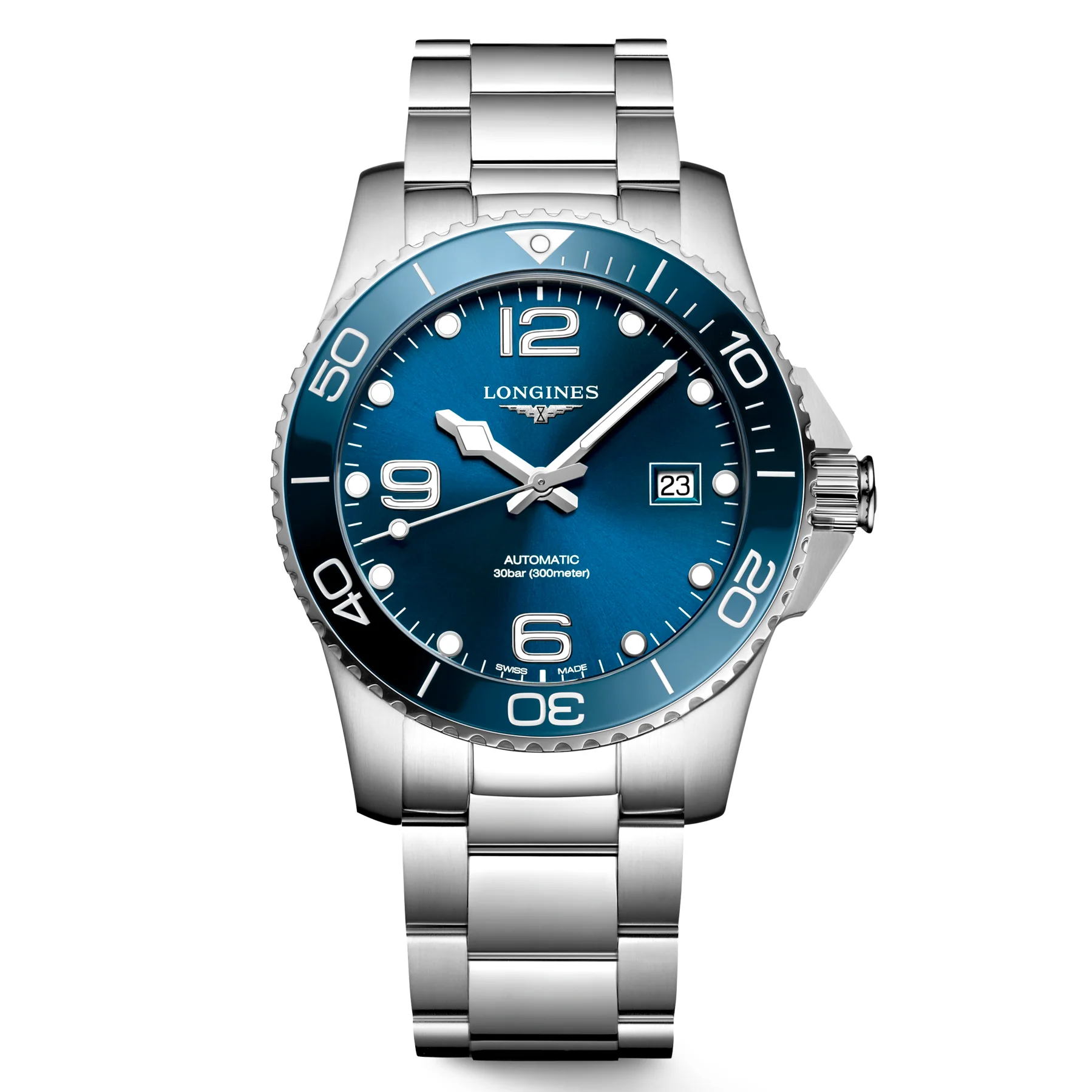 Hydroconquest 41MM Automatic Sunray Blue Dial Ceramic Watch L37814966