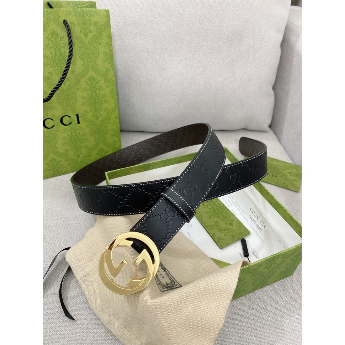 Gucci Cowhide Embossed Pure Steel 35MM