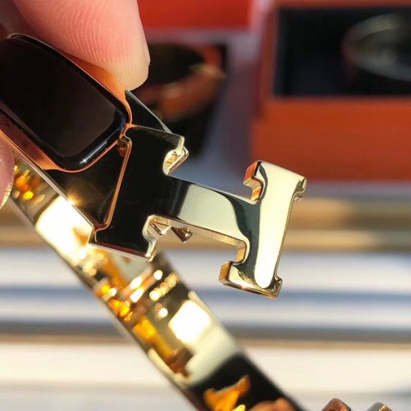 Hermes Bracelet Dupe, Clic H Bracelet, Black Enamel, Three Color