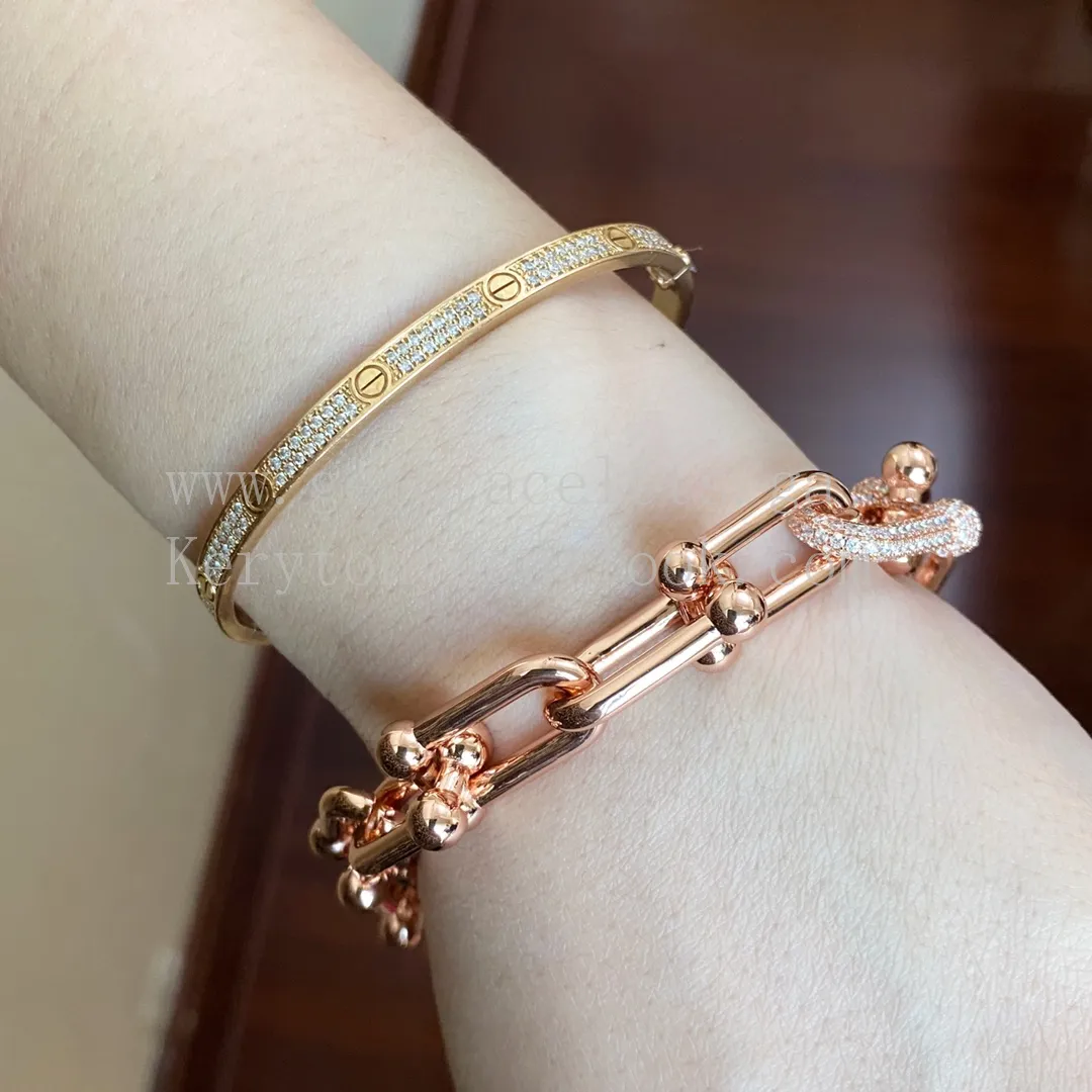 Tiffany HardWear Large Link Bracelet in Yellow Gold/White Gold/Rose Gold with Diamonds
