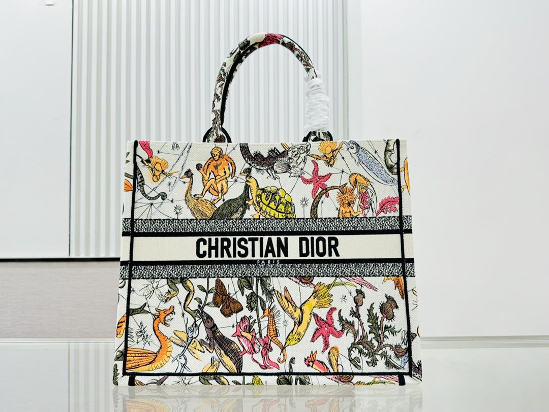 Dior Book Tote Embroider Large Shoulder Bag Handbag