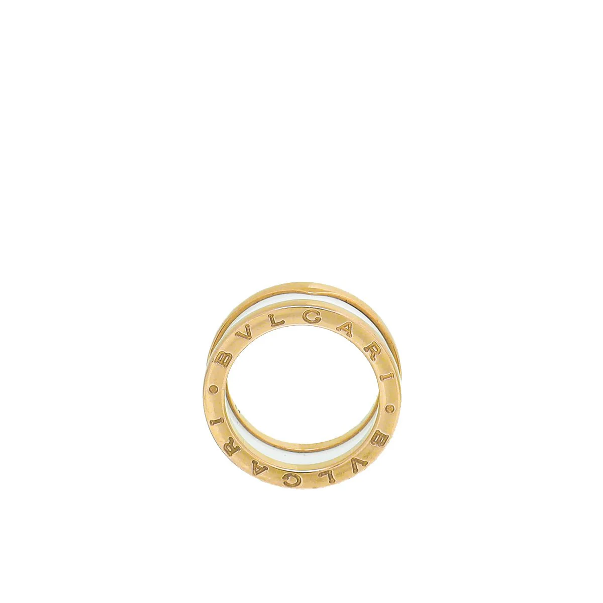 Bvlgari 18K Rose Gold B Zero1 Two Band Ceramic Ring 54