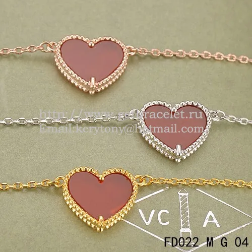 Van Cleef Arpels Sweet Alhambra Heart Pendant Yellow Gold With Red Onyx Mother Of Pearl