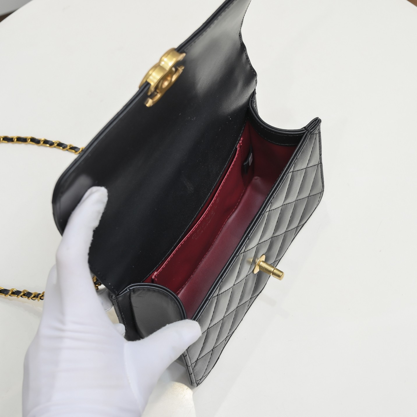 Chanel WOC Double Gold Ball Chain Shoulder Bag Handbag