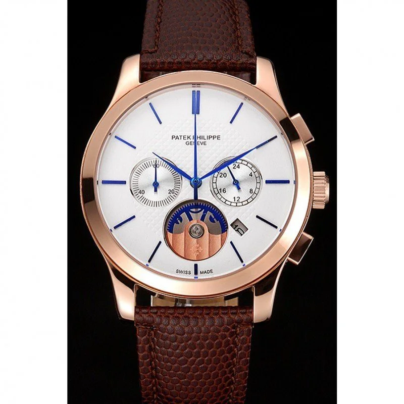 Chronograph Dial White 43 mm, Rose Gold Plated