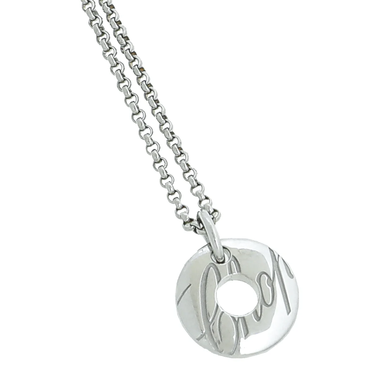 Chopard 18K White Gold Chopardissimo Disc Pendant Necklace