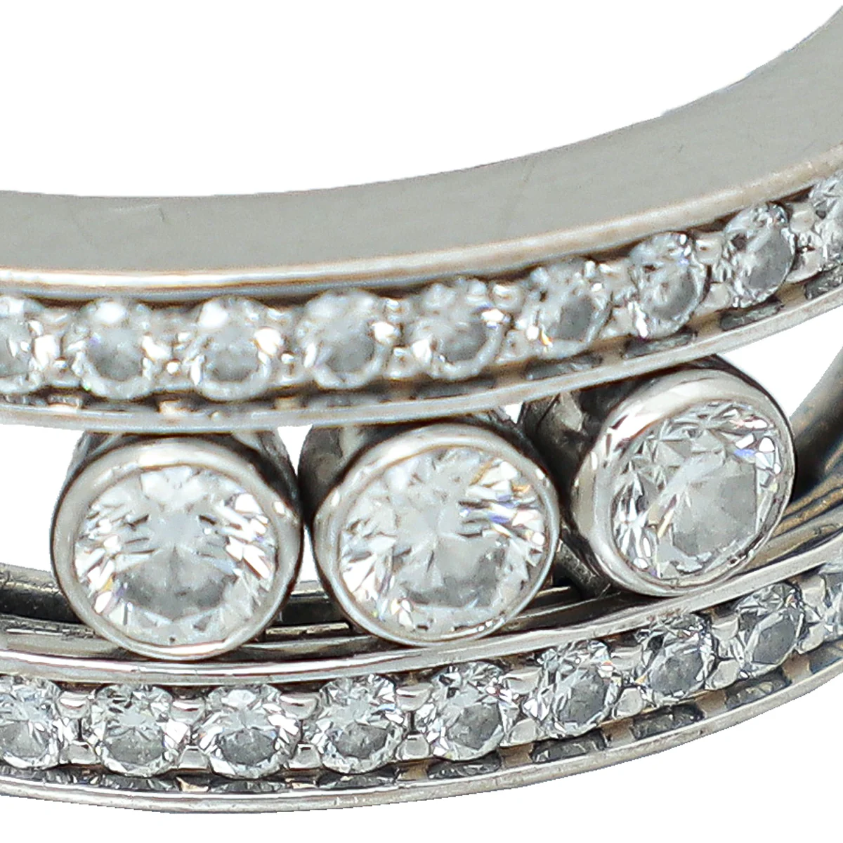 Messika 18K White Gold Move Joaillerie Pavé Diamond Small Model Ring 54