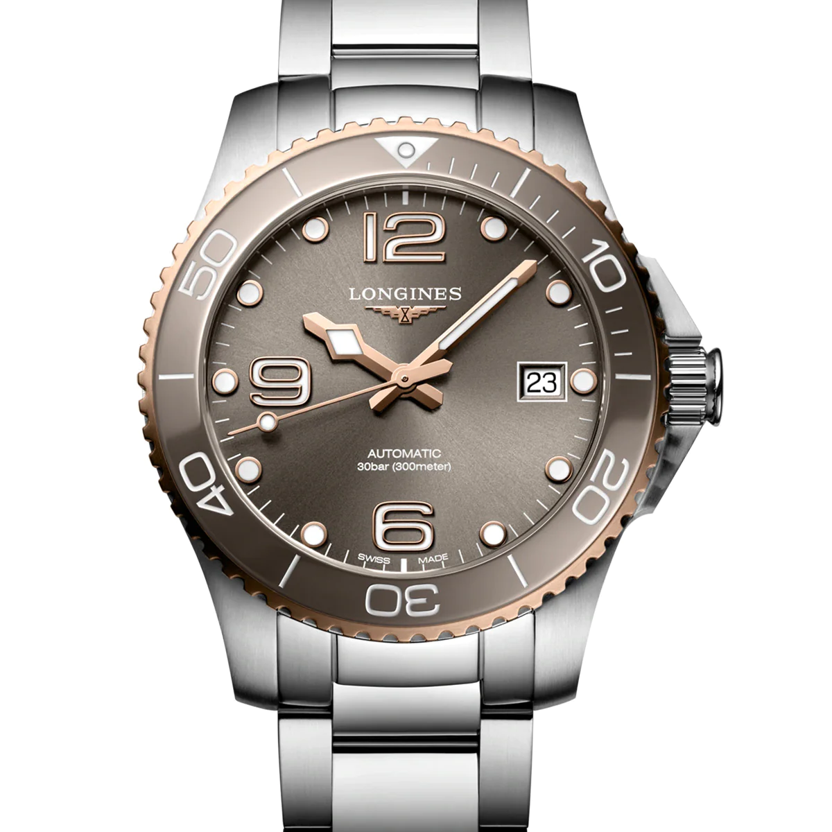 Hydroconquest 39MM Automatic Sunray Grey Dial Pink Highlights Watch L37803786