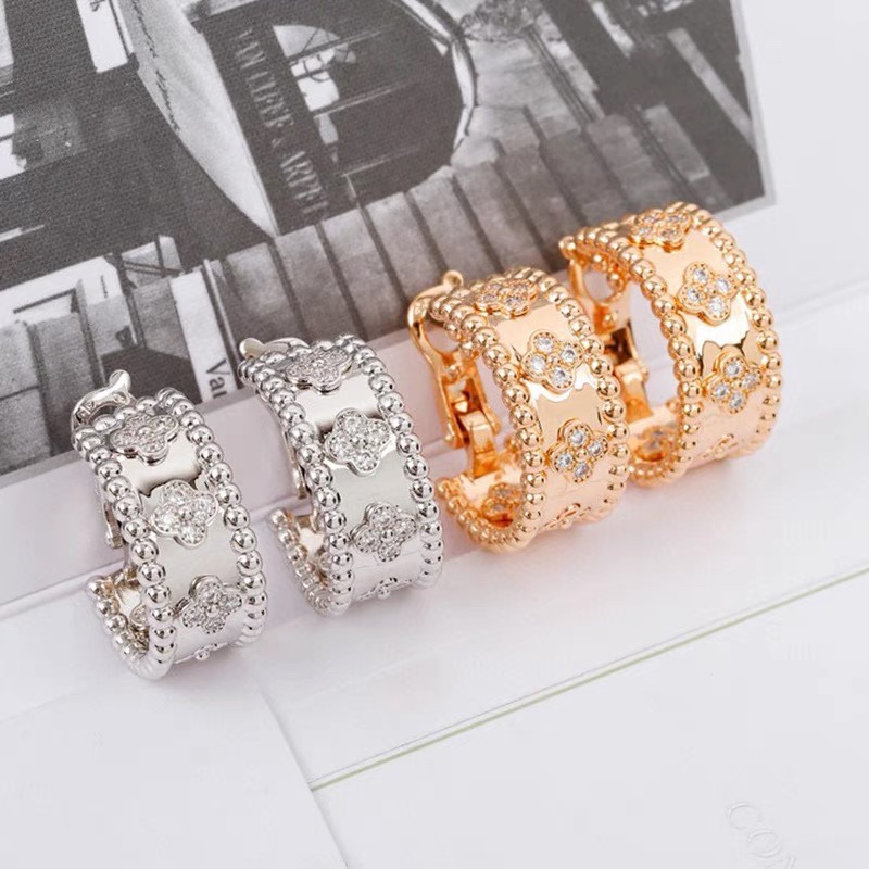 Van Cleef & Arpels Kaleidoscope Earrings, Perlée clovers hoop earrings