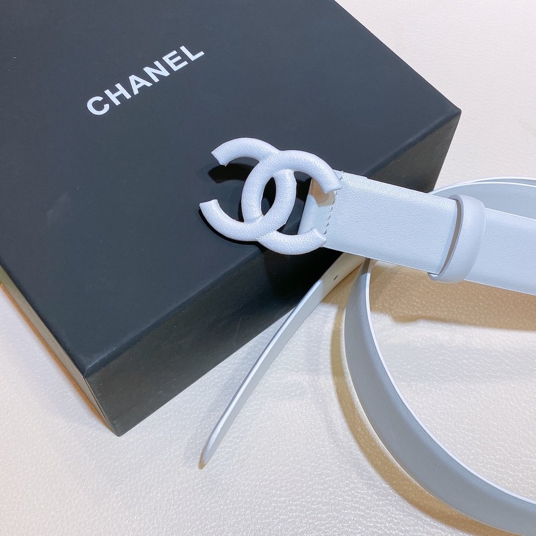 Chanel Belt With Double C Buckle White White-Toned Hardware Women Belt 30MM