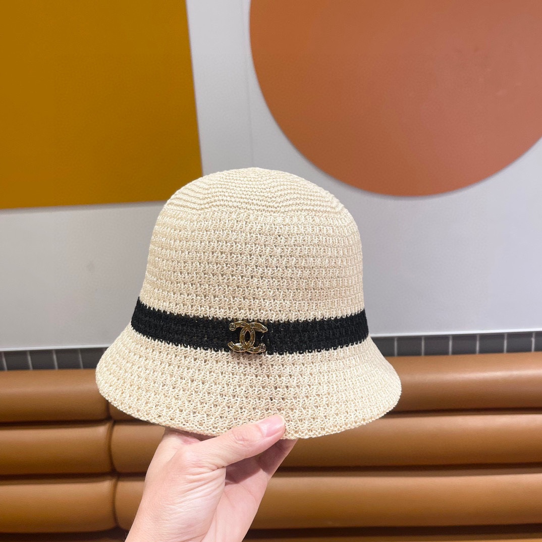 Chanel Knitted Hollow Breathable Fisherman's Hat  Sunhat （Replica）