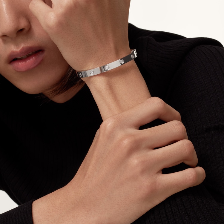 Cartier Love Bracelet Dupe with Ten Diamonds in White Gold