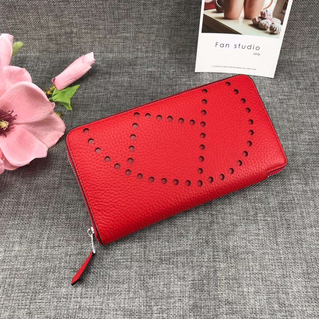 Best Price Hermes H505 Long Punching H Women Wallet Red