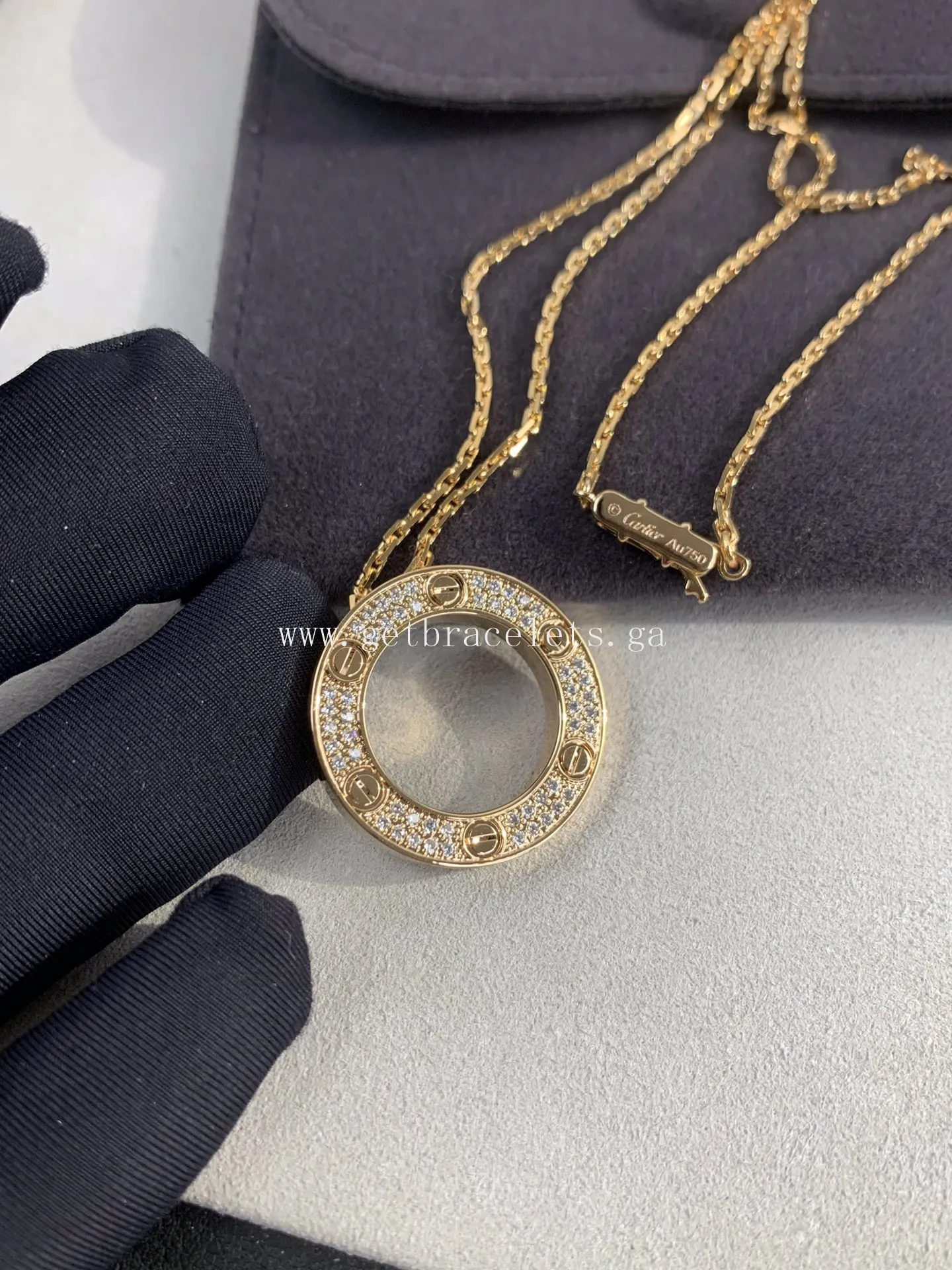 Cartier Love Necklace Rose Gold With Pave Diamonds