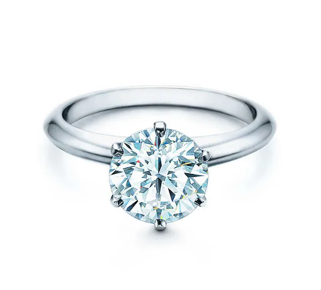 Copy Tiffany Setting One Diamond Sterling Silver Ring Valentines Day Women Gift