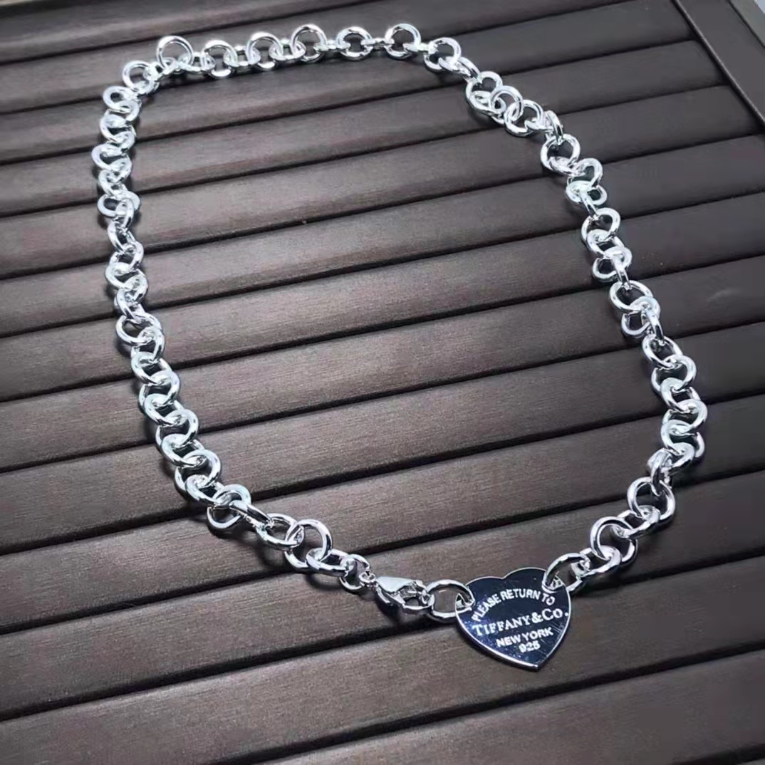 Fake Tiffany, Return to Tiffany Replica, Heart Tag Chain Link Necklace