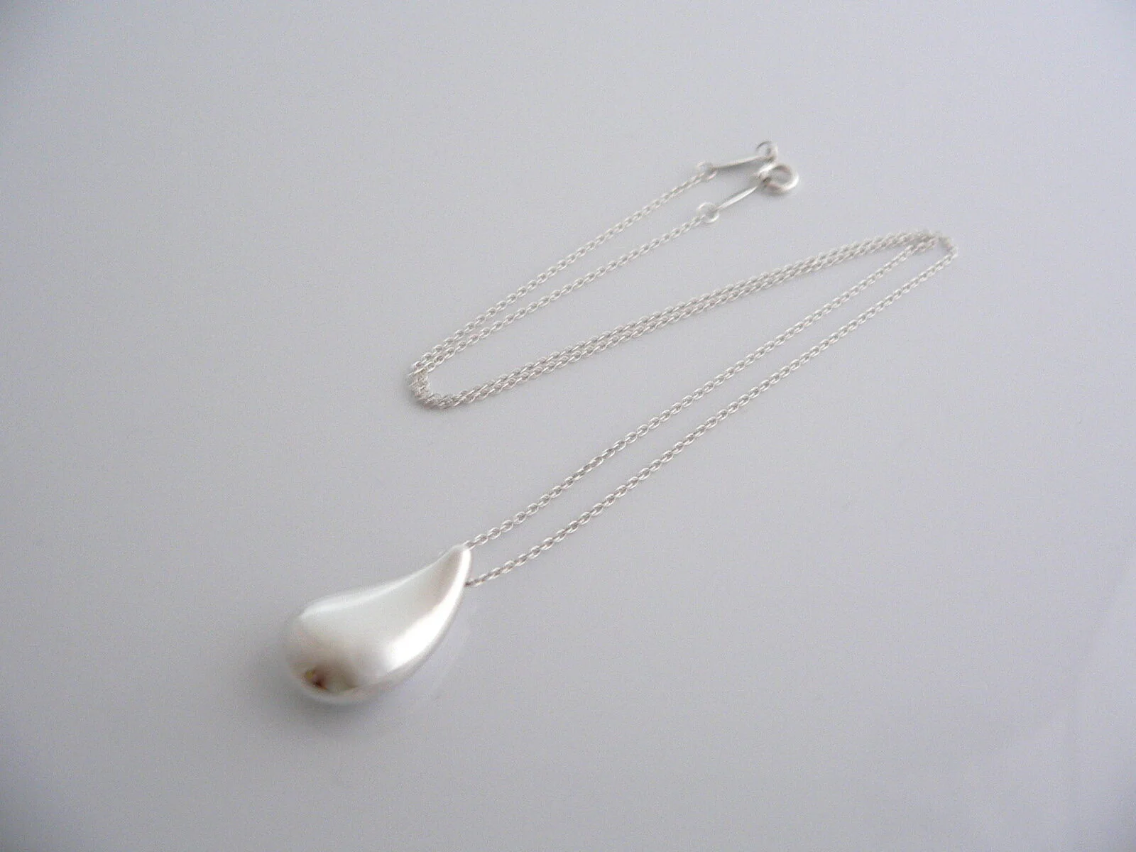 Tiffany & Co Silver Large Teardrop Tear Necklace Pendant Charm 18 In Love Gift