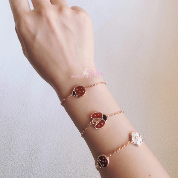 Ladybug Bracelet, Two Style, Perfect Van Cleef Dupe, Rose Gold