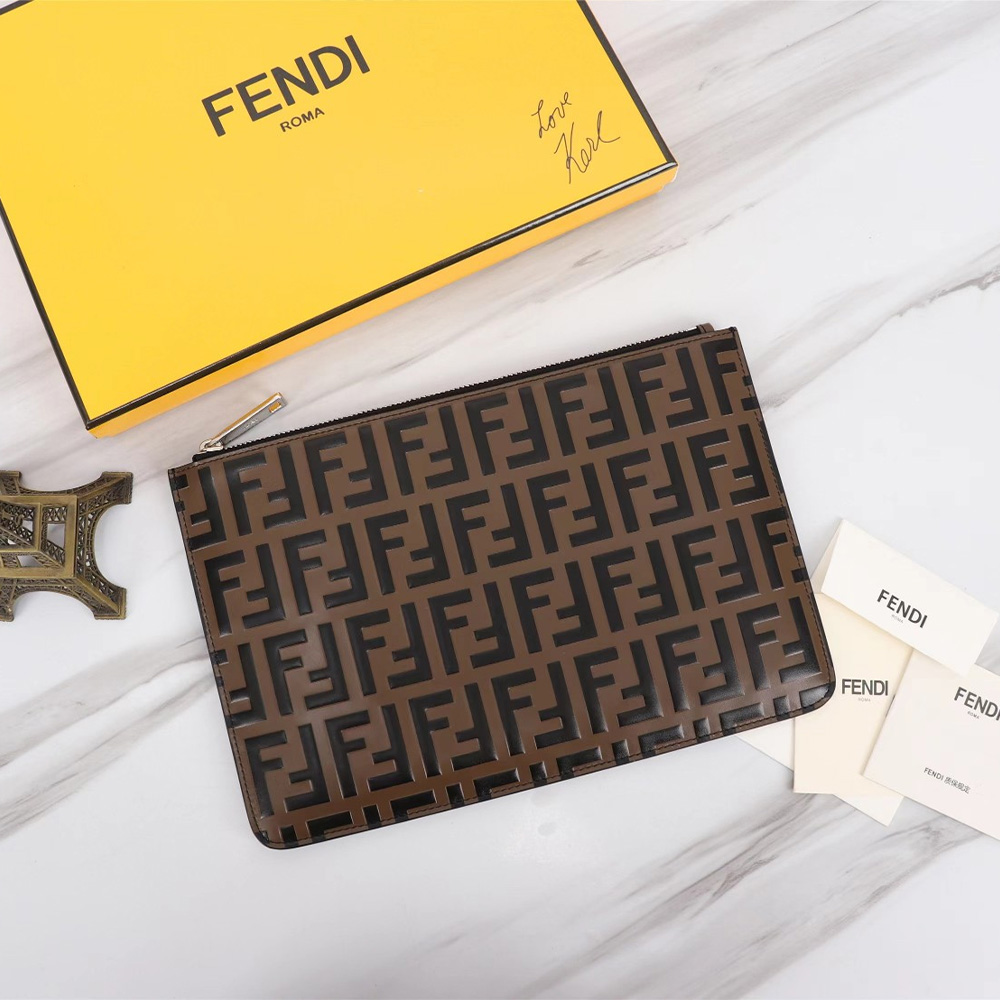 FENDI Printed Canvas Clutch Toiletry Bag(Replica)