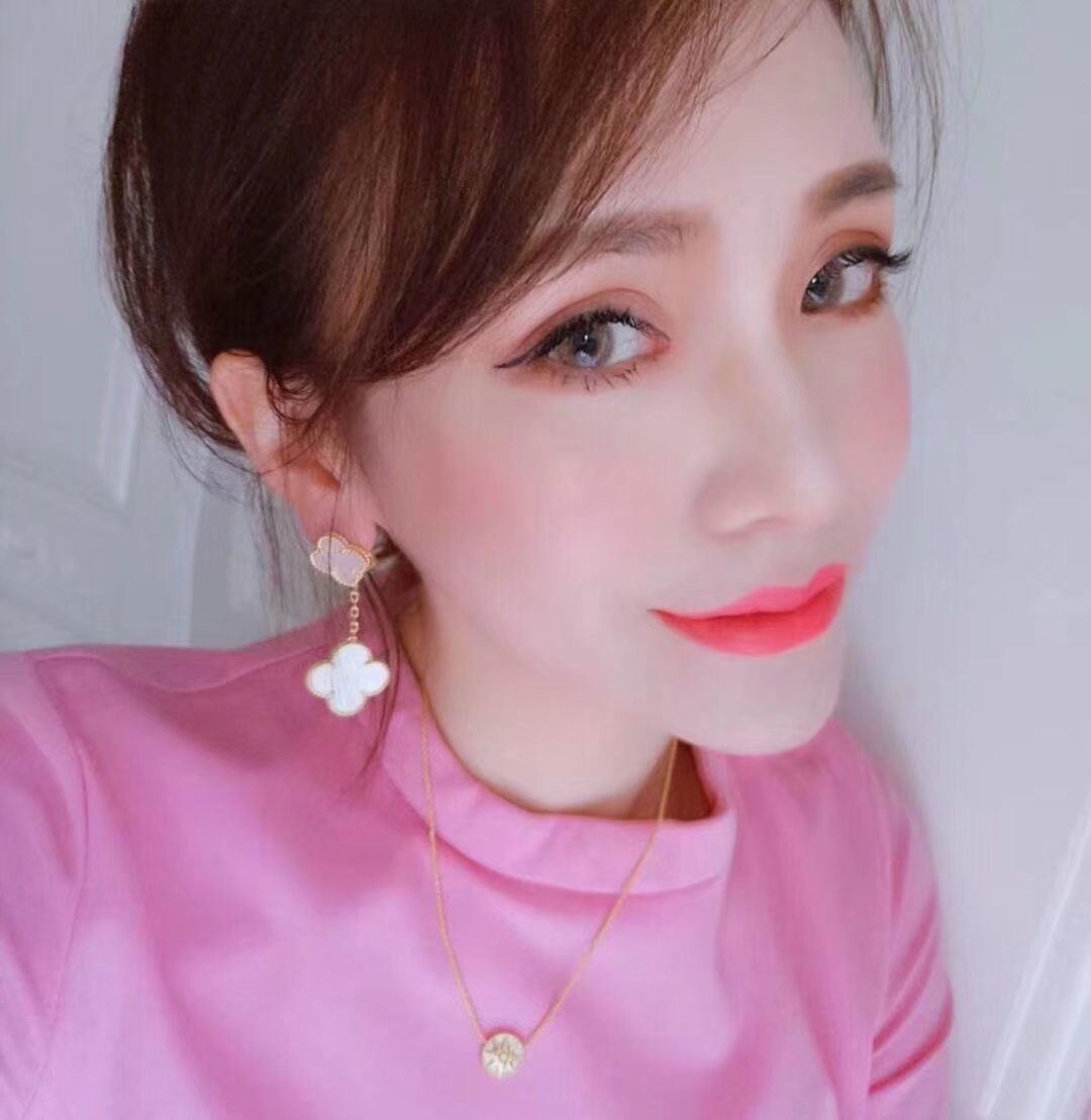 Van Cleef & Arpels Double Clover Stud Earrings, Magic Alhambra earrings, 2 motifs