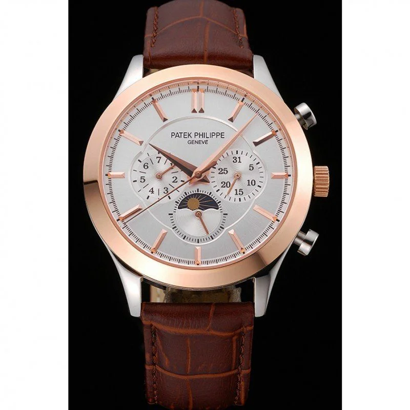 Moonphase Chronograph Dial White 41 mm, Rose Gold Plated