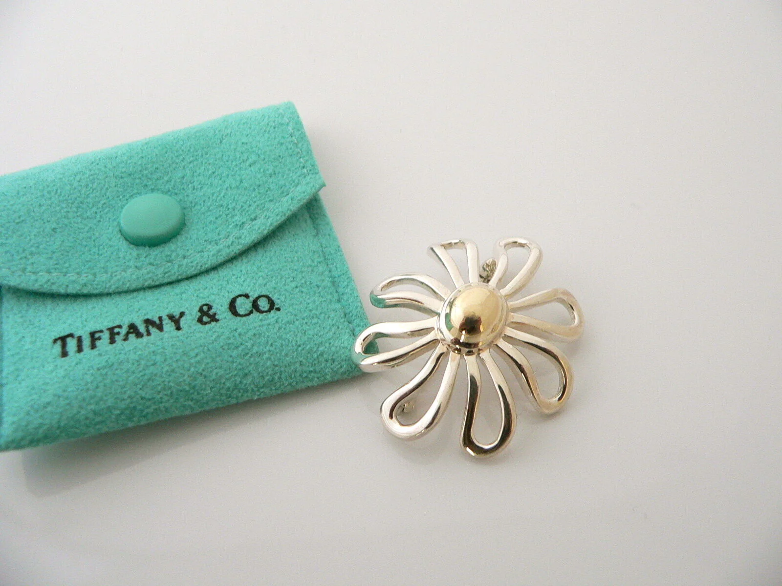 Tiffany & Co Silver 18K Gold Large Picasso Daisy Flower Brooch Pin Nature Lover
