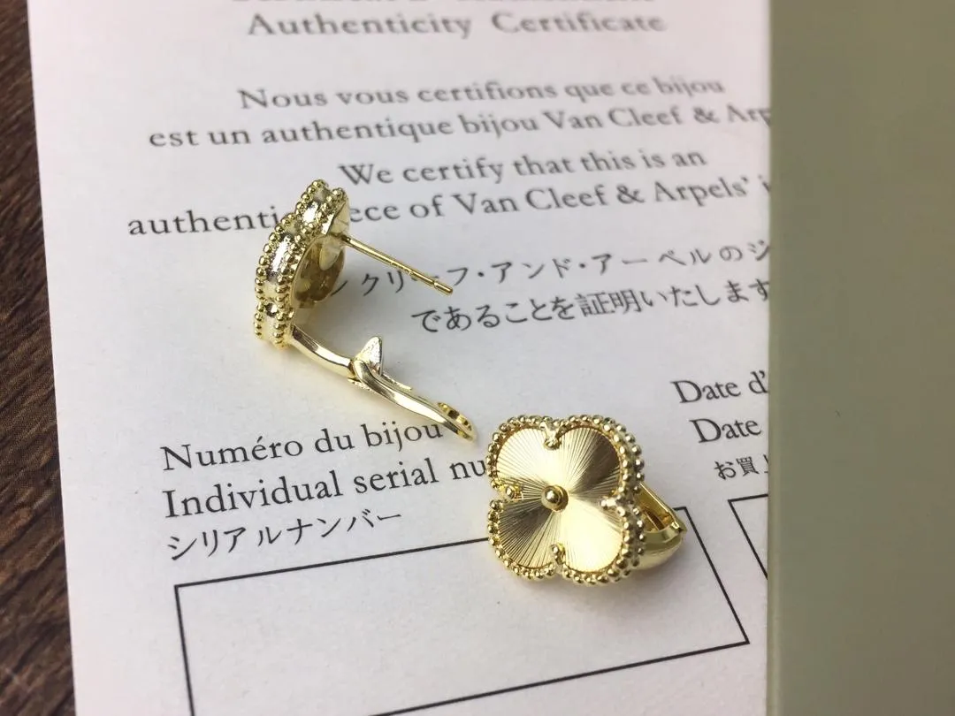 Van Cleef & Arpels Vintage Alhambra Earring Guilloche Yellow Gold