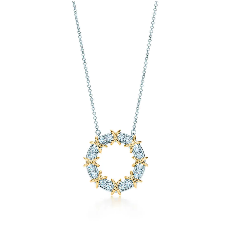 Tiffany Schlumberger Sixteen Stone Circle Pendant Chain Necklace Women Gift Canada Price