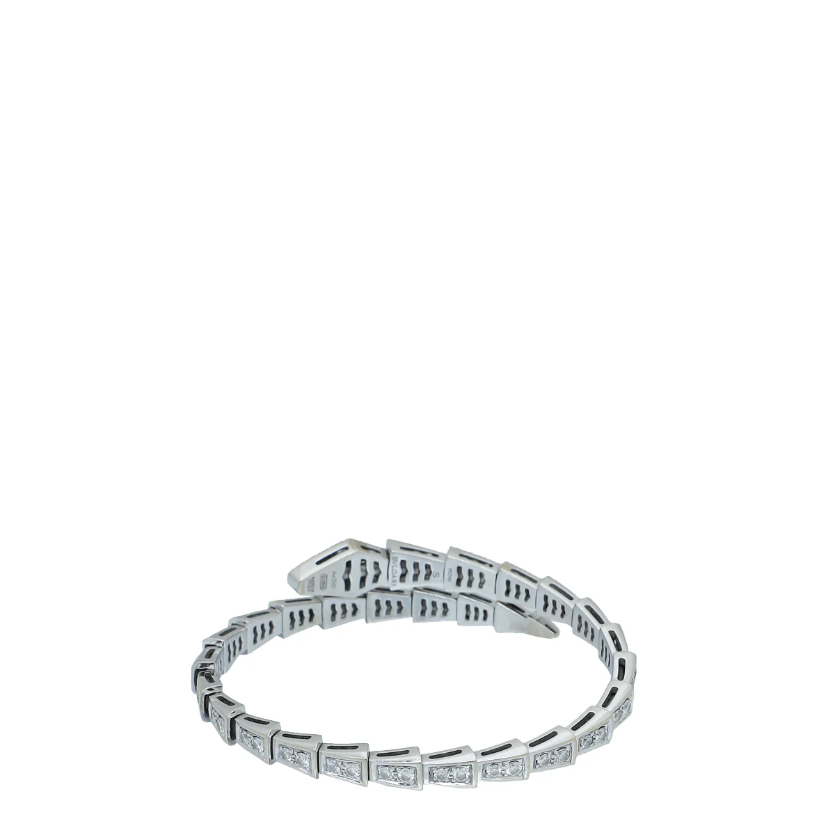 Bvlgari 18K White Gold Diamonds Serpenti Viper One-coil Slim Small Bracelet