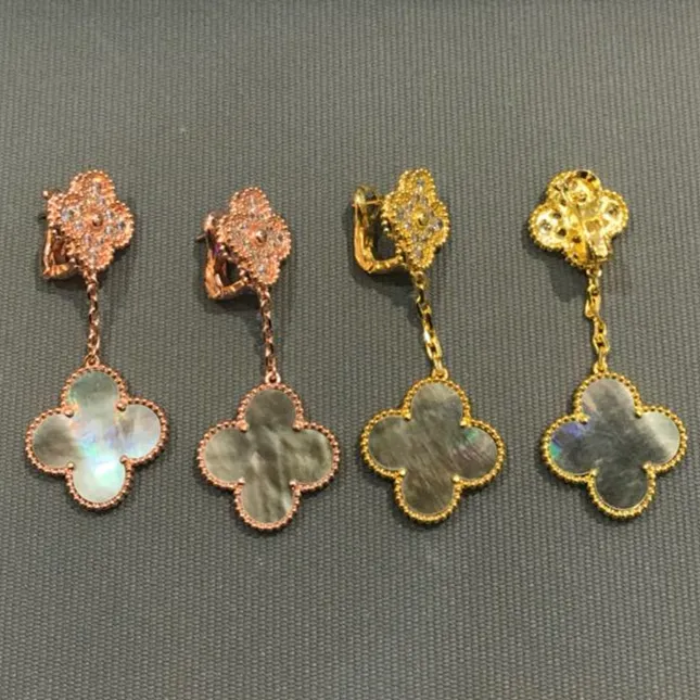 Van Cleef & Arpels Magic Alhambra Earrings 2 motifs Mother-of-pearl with Diamonds