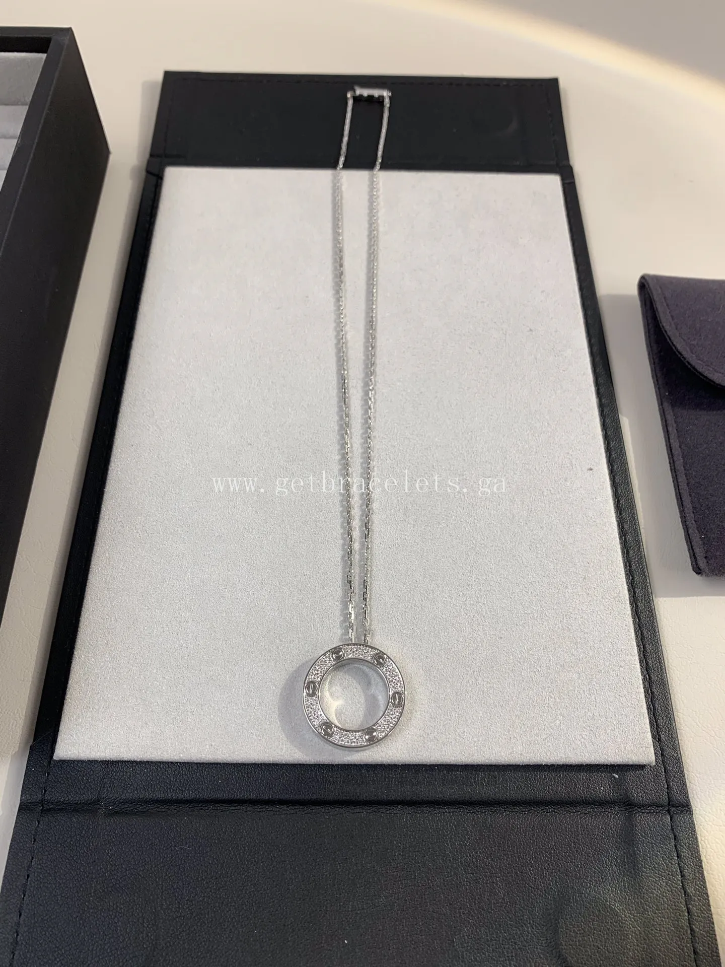 Cartier Love Necklace White Gold With Pave Diamonds