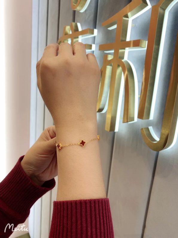 Van Cleef Bracelet Dupe, Mini Red Clover Bracelet