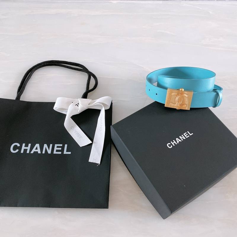 Chanel Belt With Ribbon Buckle Blue Women Belt 30MM