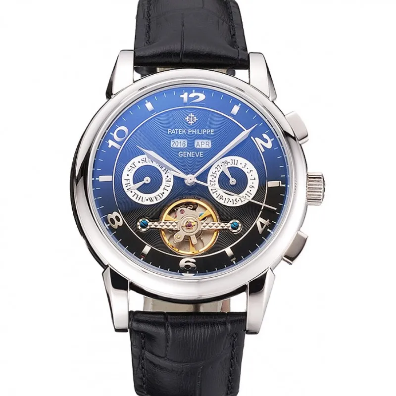 Perpetual Calendar Tourbillon Dial Black 44 mm, Stainless Steel