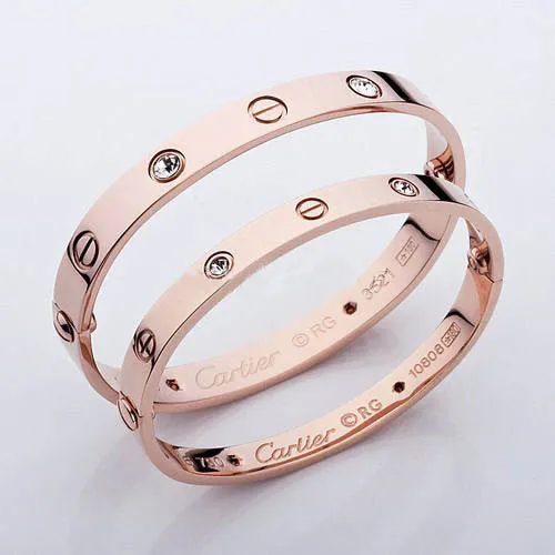 Cartier Couple Bracelet Pink Gold 4 Diamonds B6041005 (New Version – Prevent Screws Fall Out)